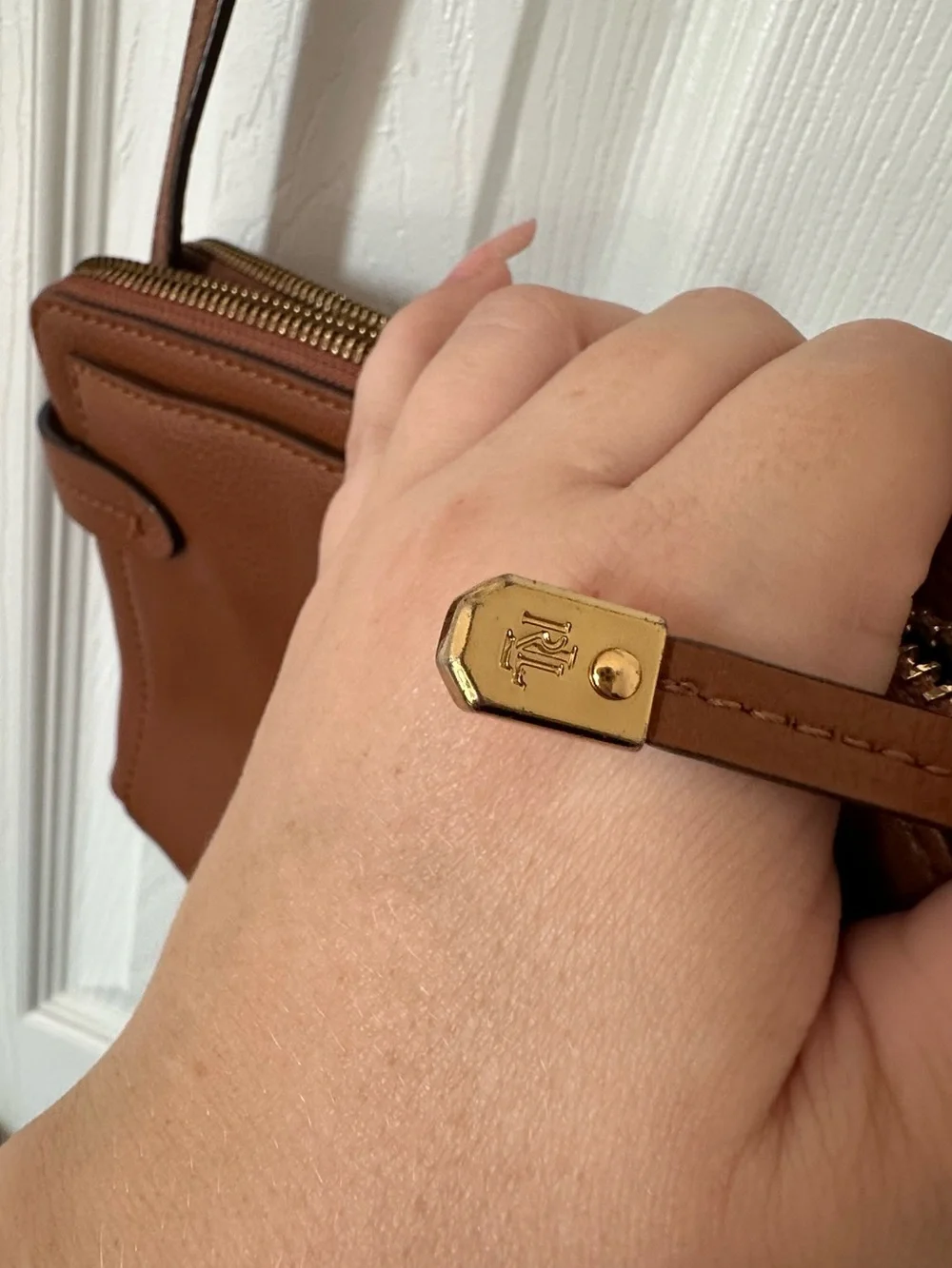 Lauren Ralph Lauren Tan Pebbled Leather Crossbody